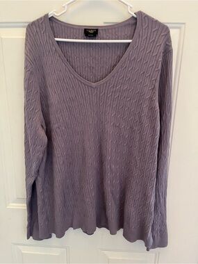 Talbots Lilac Cable-Knit V-Neck Sweater, 3X?